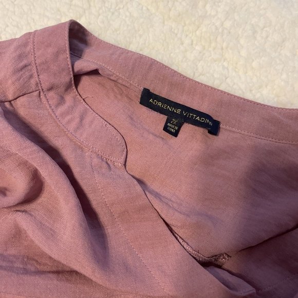 Womens 2x Adrienne Vittadini Rose Colored Button Down Blouse Front Tie - Picture 4 of 9